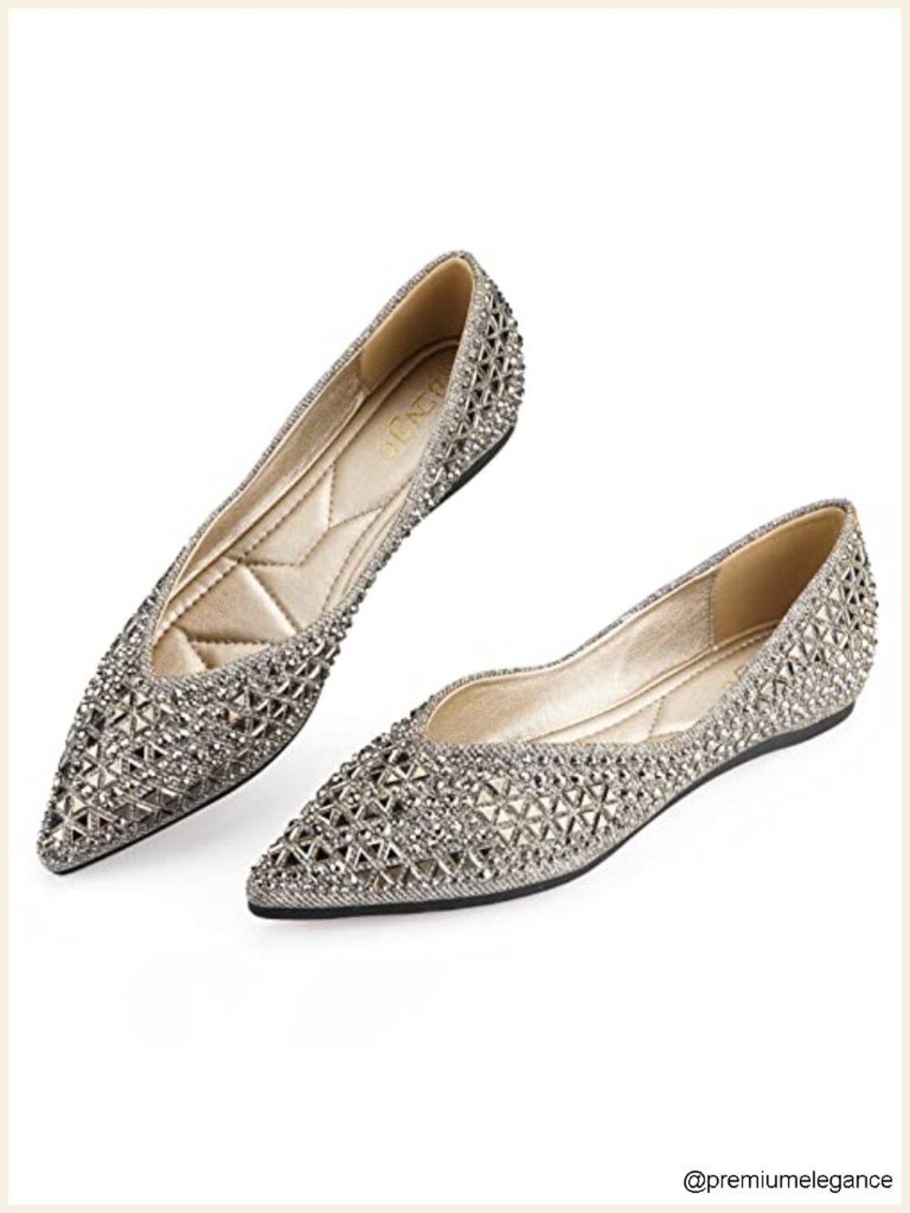 Rhinestone Pointed Toe Ballet Flats, Women's Comfortable Slip-On Dress Shoes